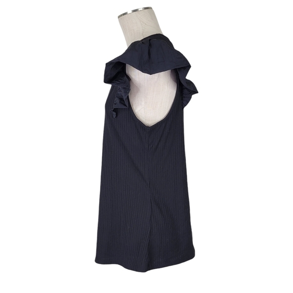 Torrid Top Size 2 2X Super Soft Ribbed Knit Mix Ruffled Flutter Sleeve Black New - Picture 4 of 15